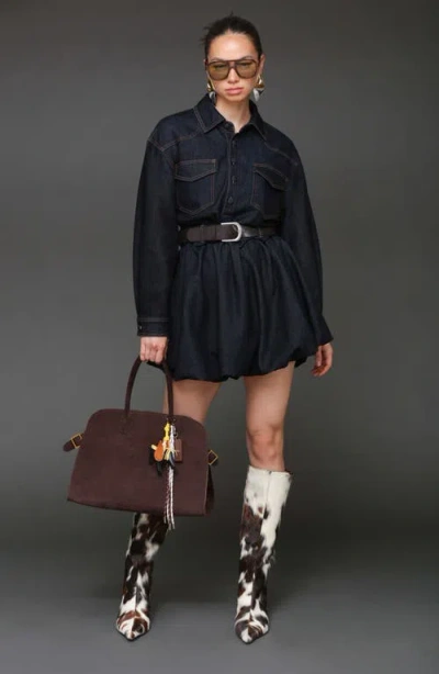 Avec Les Filles Women's Collar Long-sleeve Shirtdress In Black