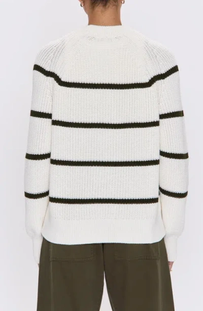 Pistola Edie Raglan Crewneck Sweater In Olive Stripe In White