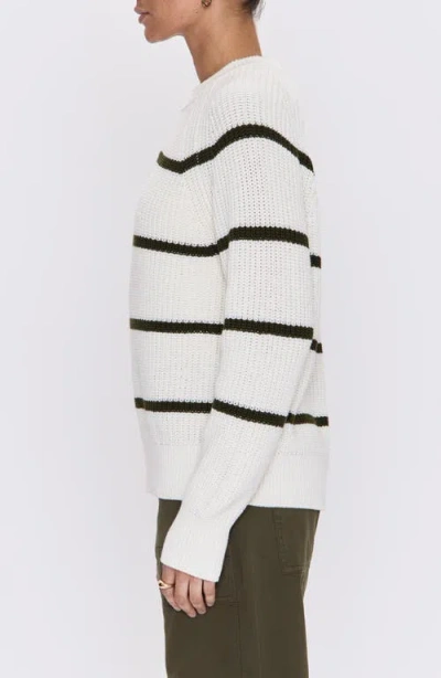 Pistola Edie Raglan Crewneck Sweater In Olive Stripe In White