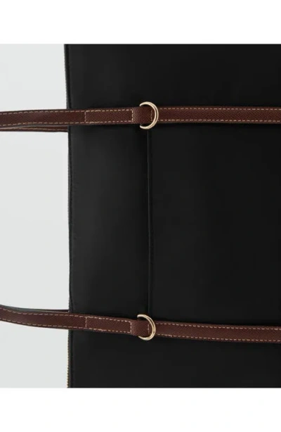 Mango Shopper Bag With Double Handle In Black