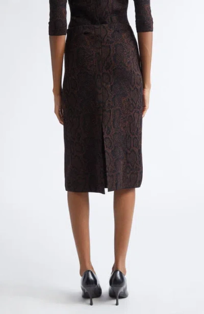 Stella Mccartney Snake Print Calf-length Jacquard Skirt In Brown
