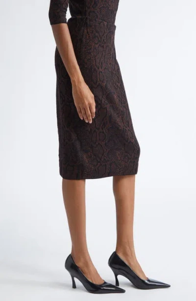 Stella Mccartney Snake Print Calf-length Jacquard Skirt In Brown