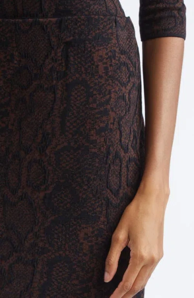 Stella Mccartney Snake Print Calf-length Jacquard Skirt In Brown