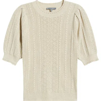 Wit & Wisdom Pointelle Elbow Sleeve Sweater In Neutral