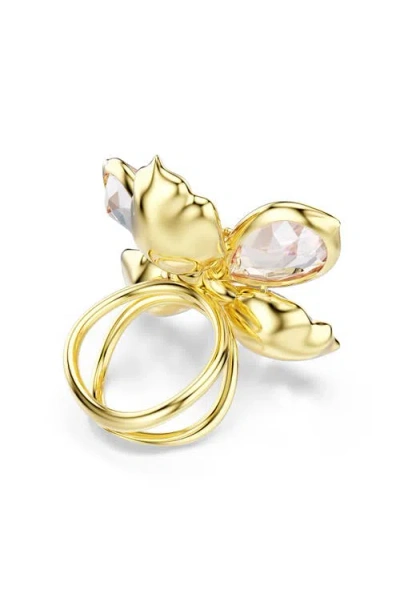Swarovski Idyllia Multicolored Gold-tone Plated Motif Ring In Multi