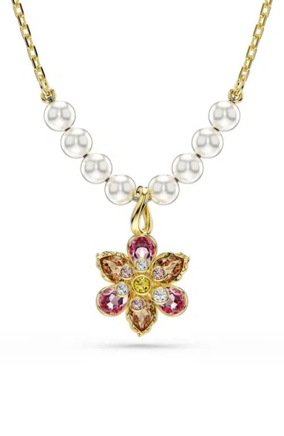 Swarovski Idyllia Pendant Necklace, 14.9-17.8 In Gold