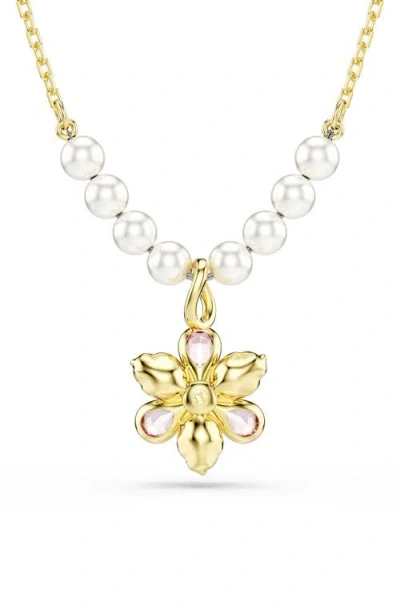 Swarovski Idyllia Pendant Necklace, 14.9-17.8 In Gold