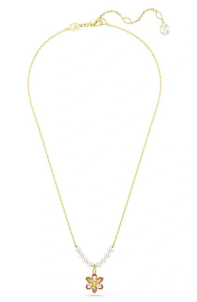 Swarovski Idyllia Pendant Necklace, 14.9-17.8 In Gold