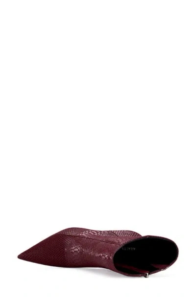 Azalea Wang Calean Snakeskin Embossed Bootie In Burgundy