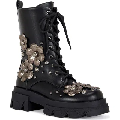Azalea Wang Orquidea Studded Platform Boot In Black