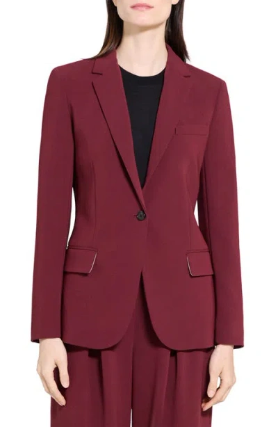 Theory Womens Grenache Staple Notched-lapel Blazer Jacket In Burgundy