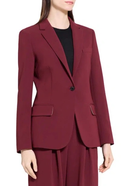 Theory Womens Grenache Staple Notched-lapel Blazer Jacket In Burgundy
