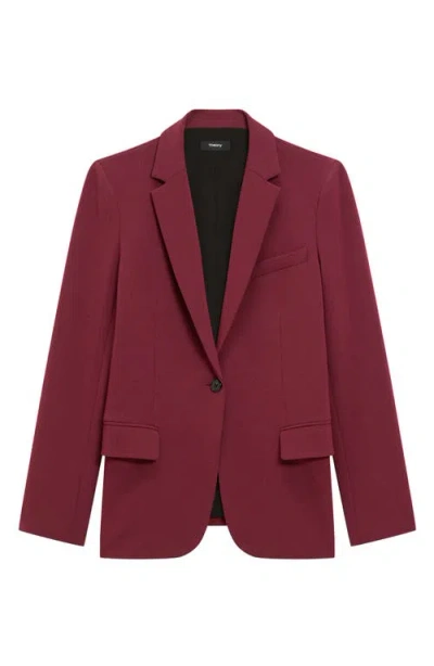 Theory Womens Grenache Staple Notched-lapel Blazer Jacket In Burgundy