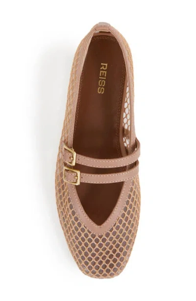 Reiss Neutral Mesh Double-strap Ballet Flats In Neutral