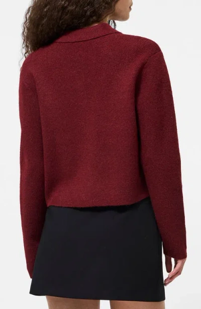 French Connection Ellie Collared Knit Cardigan In Burgundy