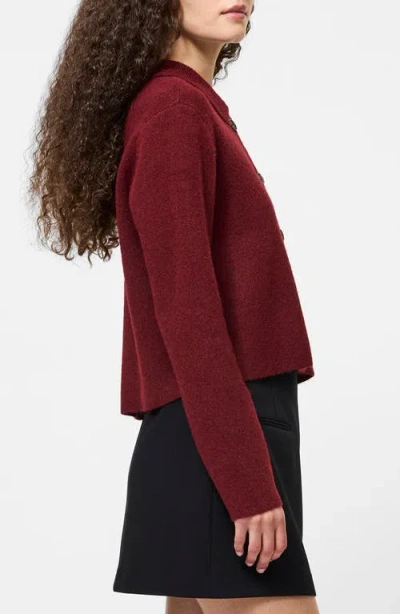 French Connection Ellie Collared Knit Cardigan In Burgundy