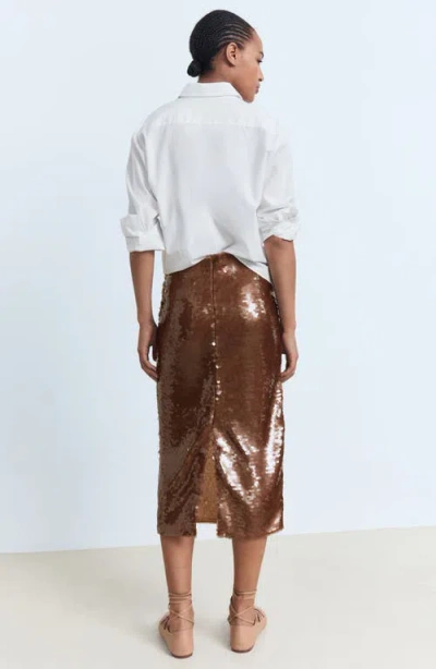 Mango Sequin Midi Skirt In White