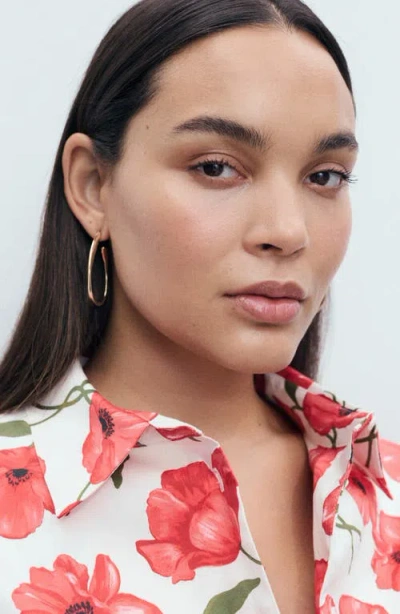 Mango Women's Floral-print Poplin Shirt In White