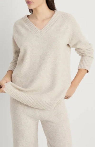 Mango V-neck Knit Sweater Beige In Neutral