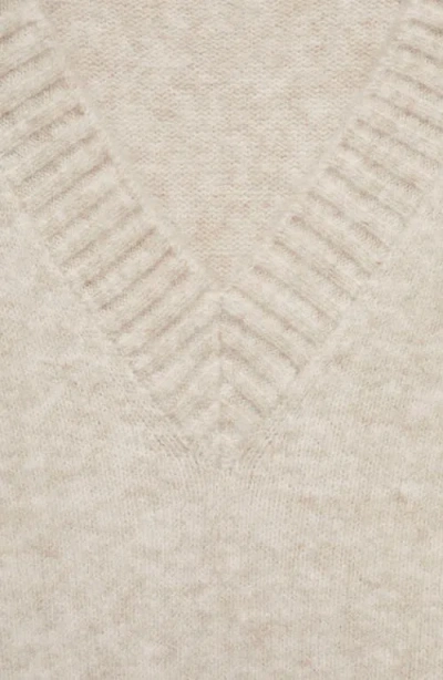 Mango V-neck Knit Sweater Beige In Neutral