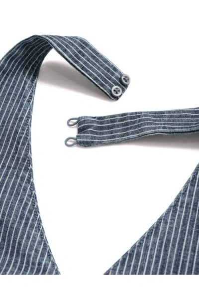 Mango Striped Crossover Denim Top Blue In Gray