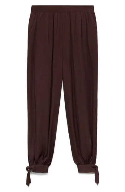 Mango Balloon Trousers With Bows Chocolate In Brown