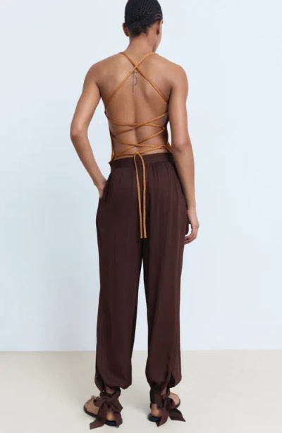 Mango Balloon Trousers With Bows Chocolate In Brown