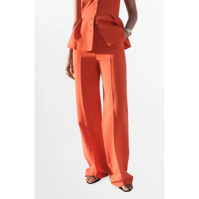 Mango Women's Straight Mid-rise Suit Pants In Orange