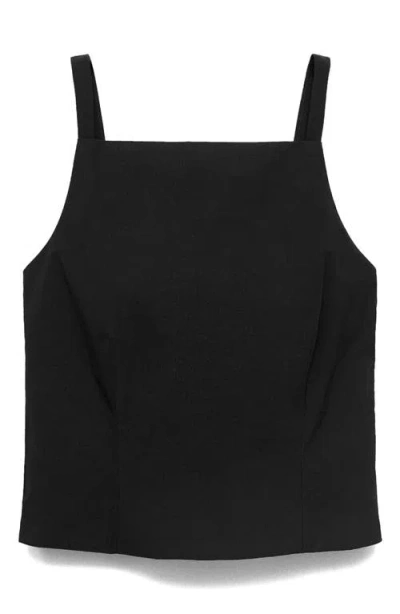 Mango Bow Back Crop Camisole In Black