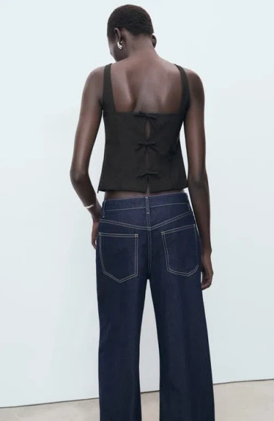 Mango Bow Back Crop Camisole In Black