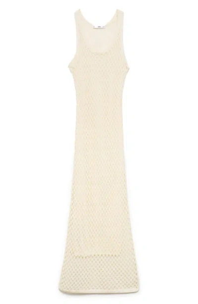 Mango Crochet Long Dress Ecru In Neutral