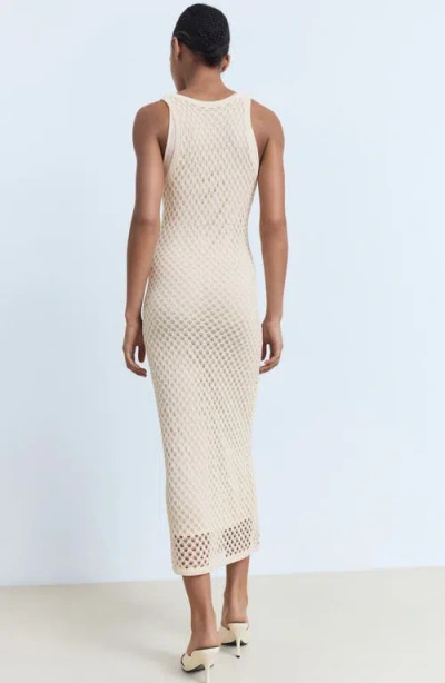 Mango Crochet Long Dress Ecru In Neutral