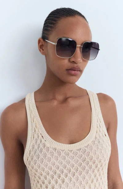 Mango Crochet Long Dress Ecru In Neutral