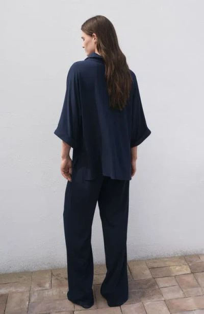 Mango Pull On Wide Leg Pants In Neutral