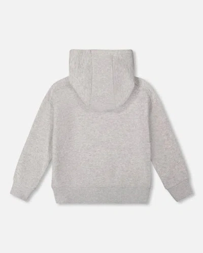 Deux Par Deux Pullover Fleece Hooded Sweatshirt In Gray