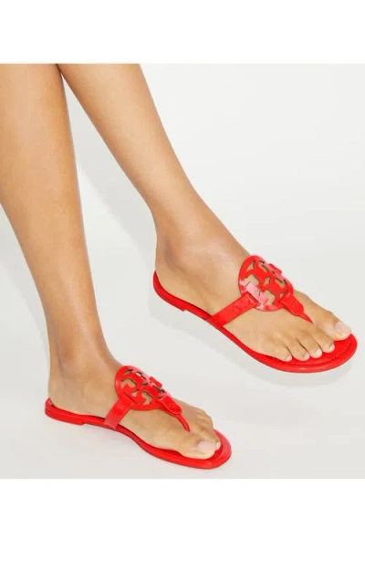 Tory Burch Miller Laser-cut Logo Flip-flops In Red
