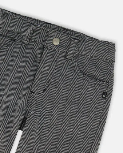 Deux Par Deux Stretch Jacquard Pants Herringbone In Gray