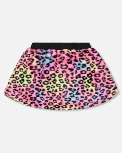 Deux Par Deux Faux Fur Skirt Multicolor Leopard In Animal Print