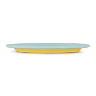 Elifle Two Tone Enamel Dinner Plate In Blue