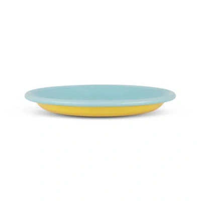 Elifle Two Tone Enamel Side Plate In Blue