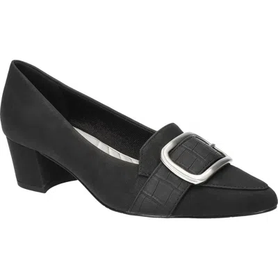 Easy Street Aster Womens Pointed Closed Toe Block Heel Pumps In Black