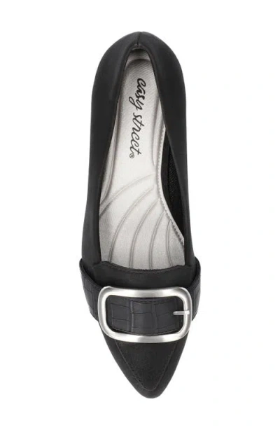 Easy Street Aster Womens Pointed Closed Toe Block Heel Pumps In Black