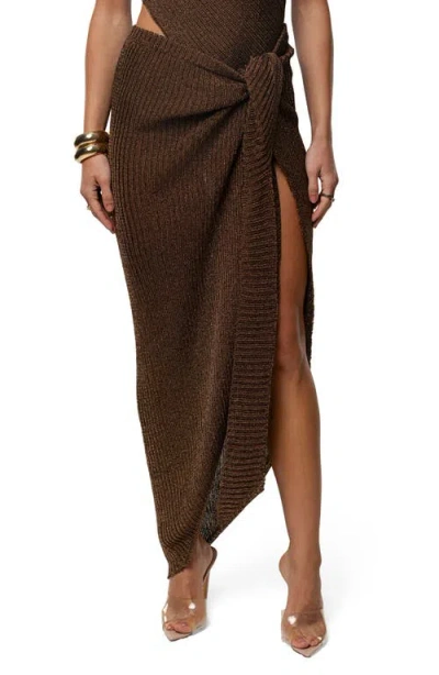 Jluxlabel Sunlit Twist Sarong Maxi Skirt In Brown