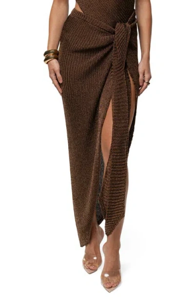 Jluxlabel Sunlit Twist Sarong Maxi Skirt In Brown