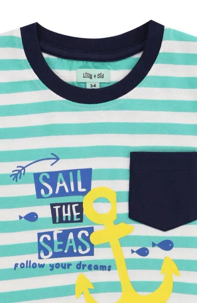 Lilly And Sid Lilly & Sid Sail The Seas Slogan T-shirt In Green