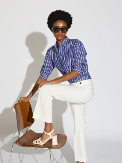 Callas Milano Lola High Density Crepe Stretch Cropped Flare Trouser In White