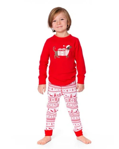 Deux Par Deux Kids Gender Inclusive Organic Cotton Two-piece Pajama Set In Red