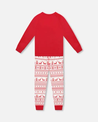 Deux Par Deux Kids Gender Inclusive Organic Cotton Two-piece Pajama Set In Red