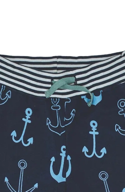 Lilly And Sid Lilly & Sid Anchor Print Joggers In Blue