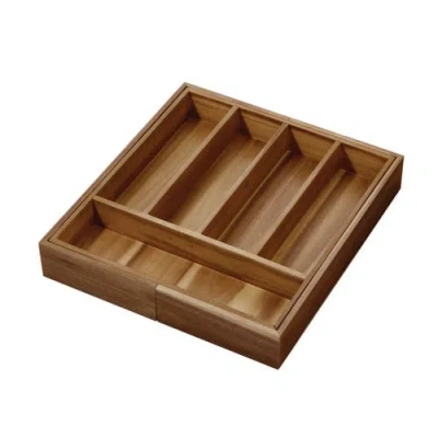 Idesign Expandable Acacia Wood Cutlery Drawer Organizer -natural In Brown